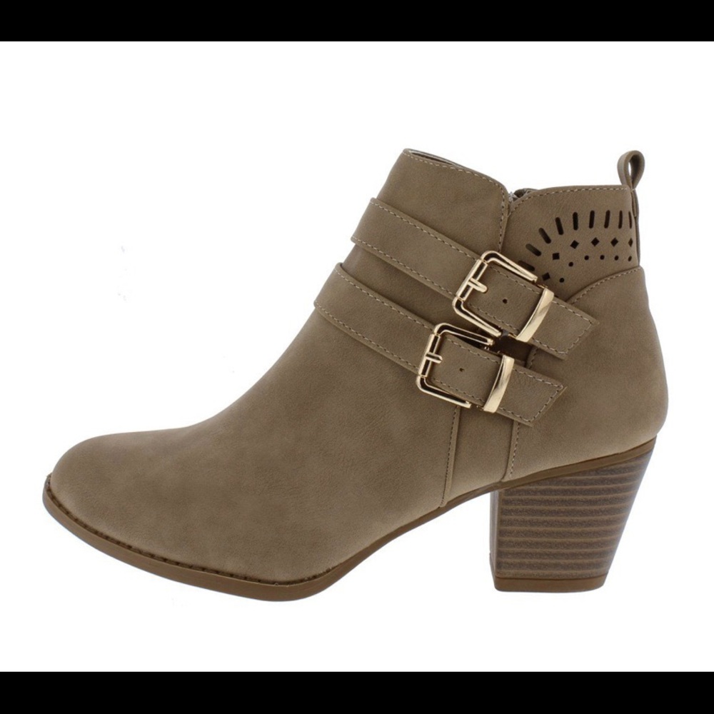 Taupe bootie with buckle accents - Picture 1 of 1